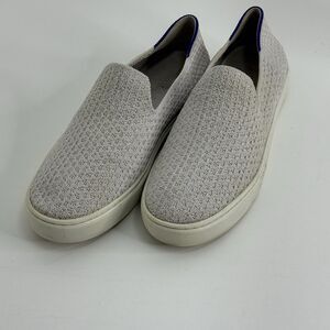 Rothy's Salt Honeycomb Retired Sneakers Slip On Light Gray Casual Shoes 8.5